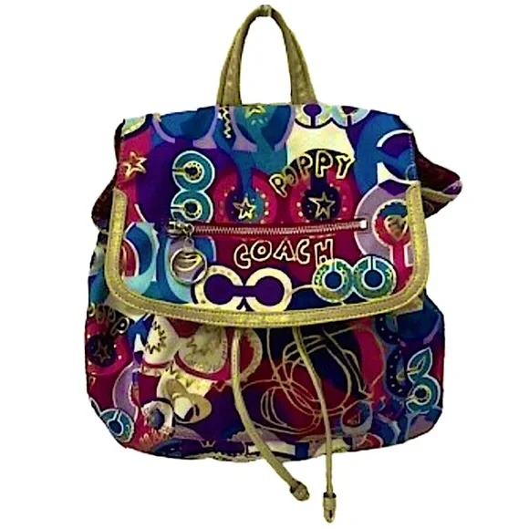 COACH Poppy Pop C Graffiti Backpack Wide Adjustable Straps W/ COACH DUST BAG - Picture 2 of 11